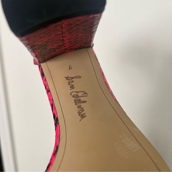 Sam Edelman Yaro Hot Pink Python Snake Block Heel Open Toe Sandals Sz 7 NWOB - Picture 12 of 12